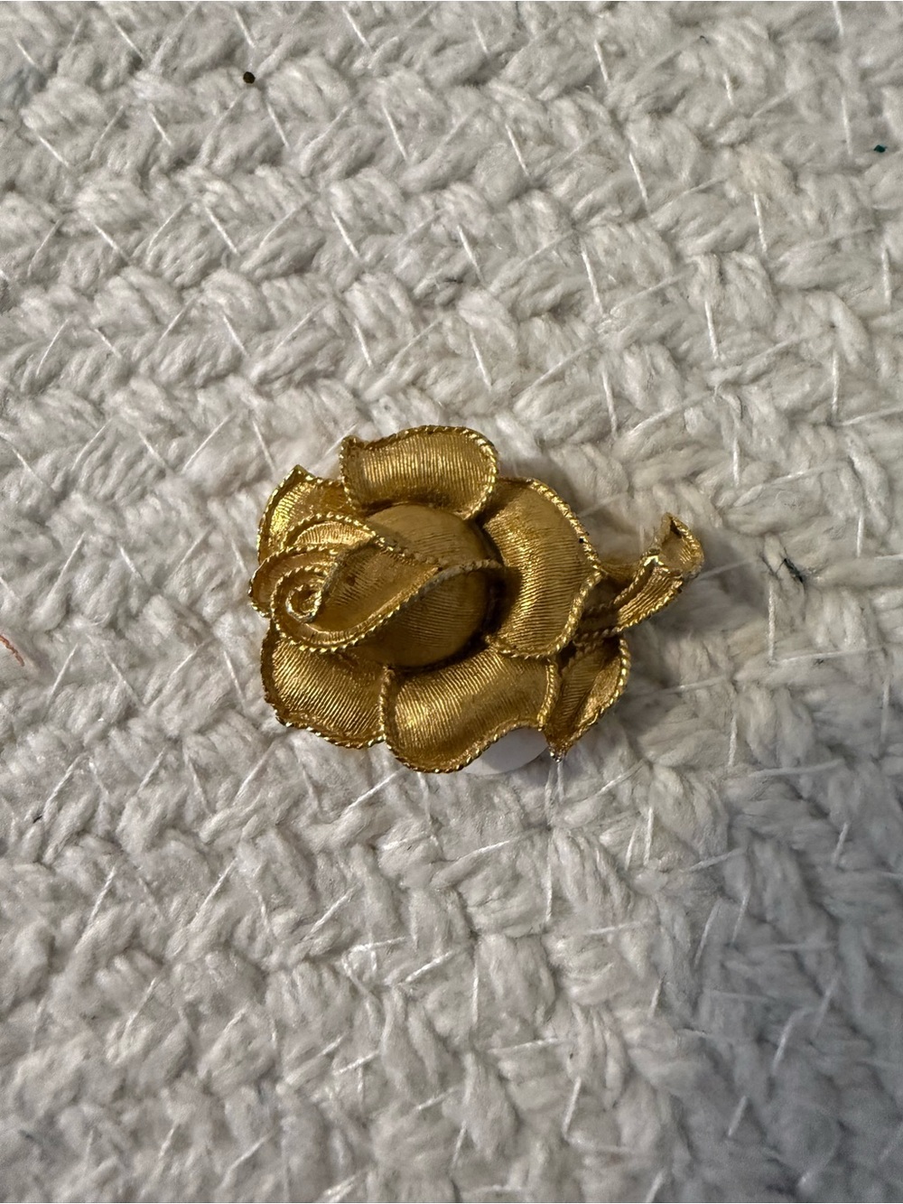 Gold Fabric Rose Brooch - Women Jewelry